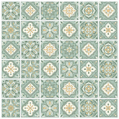 Waterproof Tile Stickers Flower Pattern Yellow, 36pcs