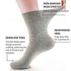 5 Pairs Comfort Stretch Diabetic Crew Socks for Men & Women