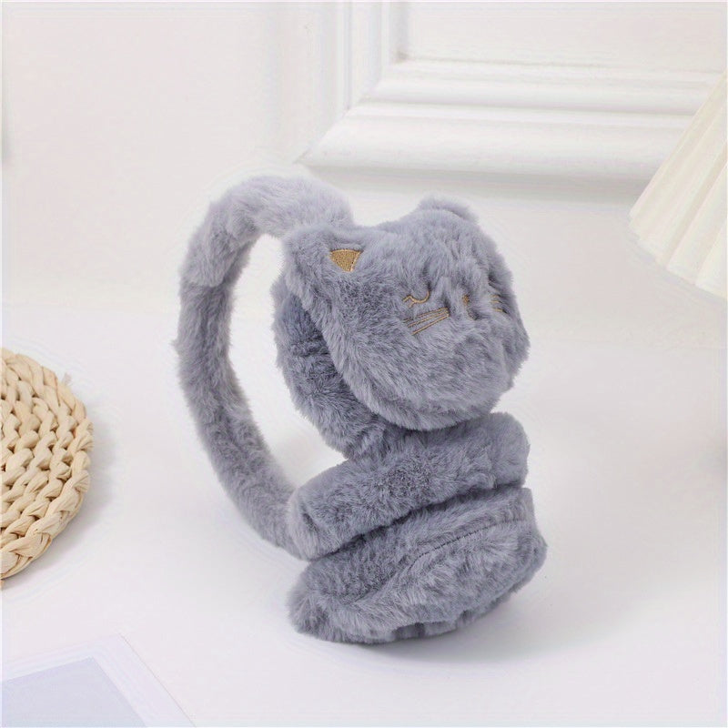 Cartoon Cat Plush Earmuffs for Women Winter Warmth & Style