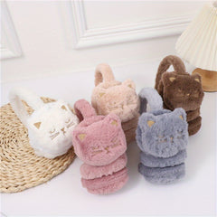 Cartoon Cat Plush Earmuffs for Women Winter Warmth & Style