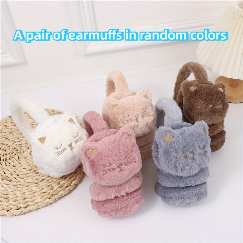 Cartoon Cat Plush Earmuffs for Women Winter Warmth & Style