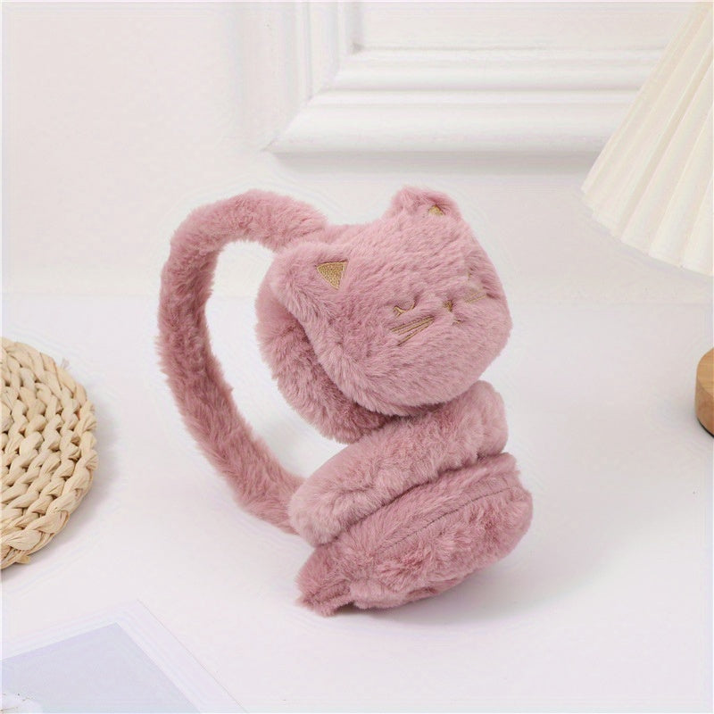 Cartoon Cat Plush Earmuffs for Women Winter Warmth & Style