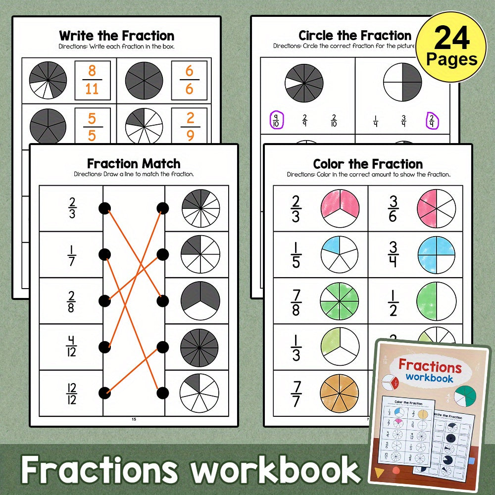 LACHILLY Fraction Workbook for Kids - Math Practice Book