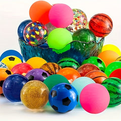 50-100 Assorted Rubber Bouncy Balls - Party Favors & Gift Bags