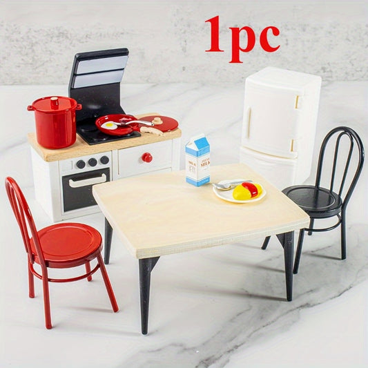 Metal Dining Set Dollhouse Furniture for Kitchen Play