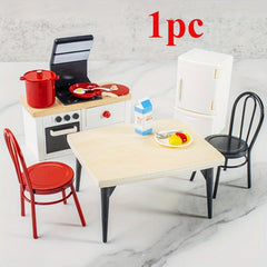 Metal Dining Set Dollhouse Furniture for Kitchen Play