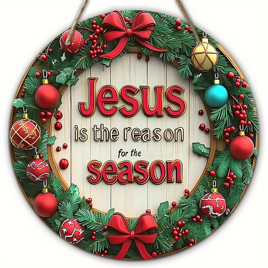 Jesus 2D Wood Christmas Bow Wreath for Garden & Wall Decor