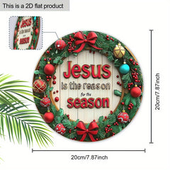 Jesus 2D Wood Christmas Bow Wreath for Garden & Wall Decor