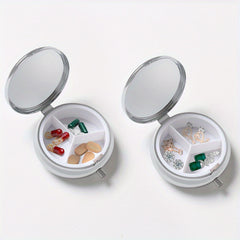 2pcss Cat Pattern Pill Box Set Round & Square Mini Portable Medicine Box