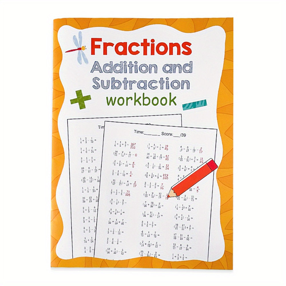 Fractions Addition & Subtraction Workbook: Visuals & Exercises for Grades K-5