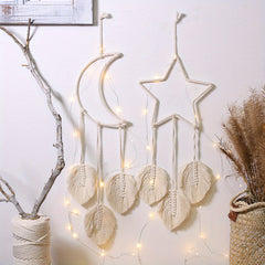 Bohemian Handwoven Star Dream Catcher Moon Tapestry Wall Hanging