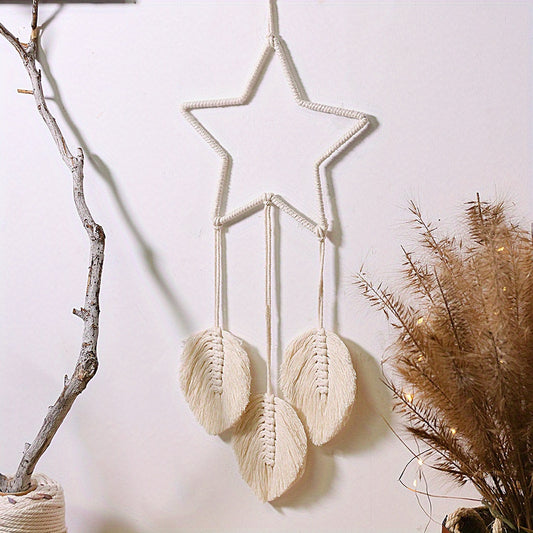 Bohemian Handwoven Star Dream Catcher Moon Tapestry Wall Hanging