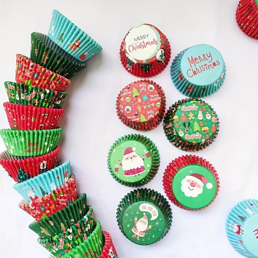 100 Pack Christmas Cupcake Liners Festive Baking Cups