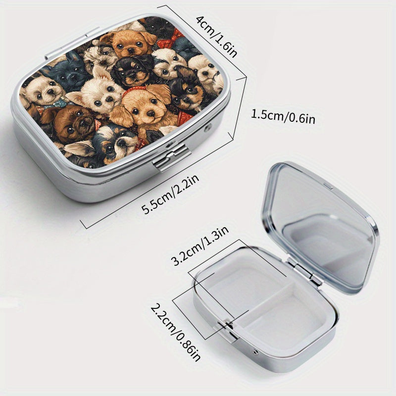 Charming Puppy Print Pill Organizer for Travel