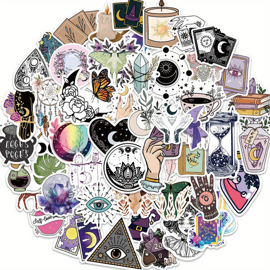 50pcs Witchy Vinyl Stickers Reusable Halloween Assorted Colors
