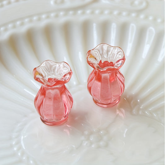 5pcs Colorful Resin Flower Vases for Dollhouse & Garden Decor