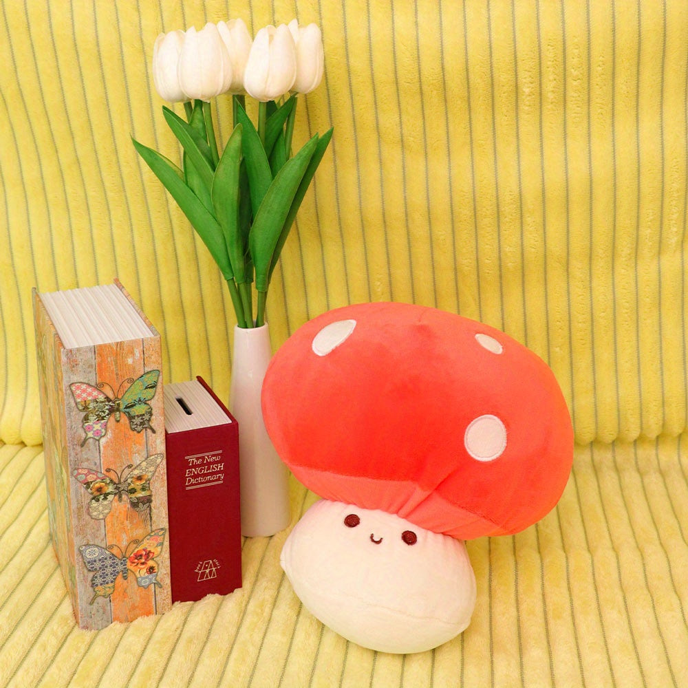 Red Mushroom Plush Toy with Polka Dot Christmas Gift