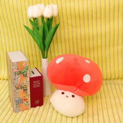 Red Mushroom Plush Toy with Polka Dot Christmas Gift