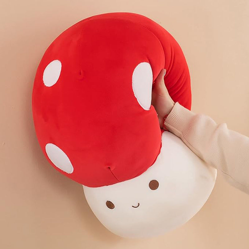 Red Mushroom Plush Toy with Polka Dot Christmas Gift