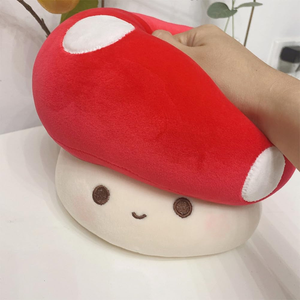Red Mushroom Plush Toy with Polka Dot Christmas Gift