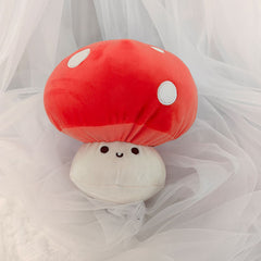 Red Mushroom Plush Toy with Polka Dot Christmas Gift