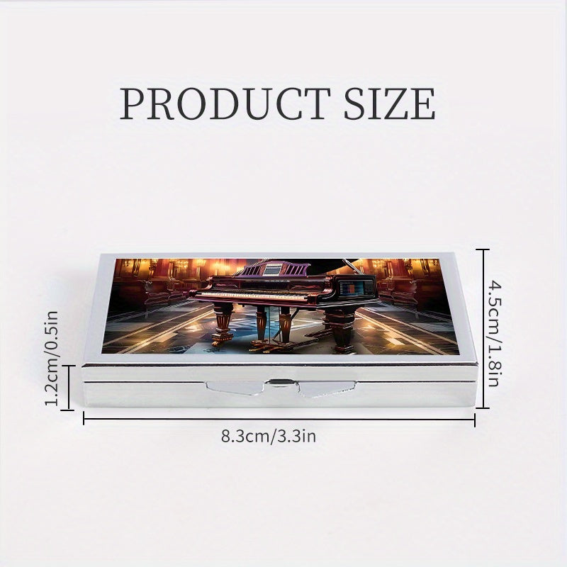 Piano Pattern Printed Rectangular Pill Box Mini Portable Pill Box