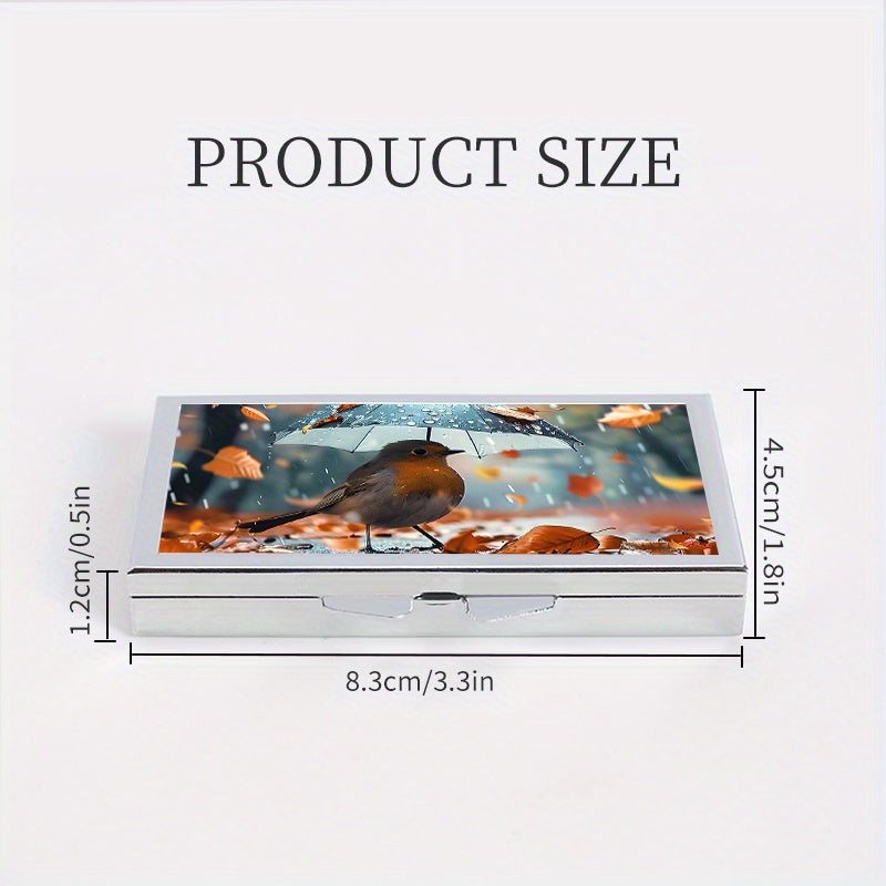 Bird Pattern Printed Rectangular Medicine Box 7 Compartment Pill Box