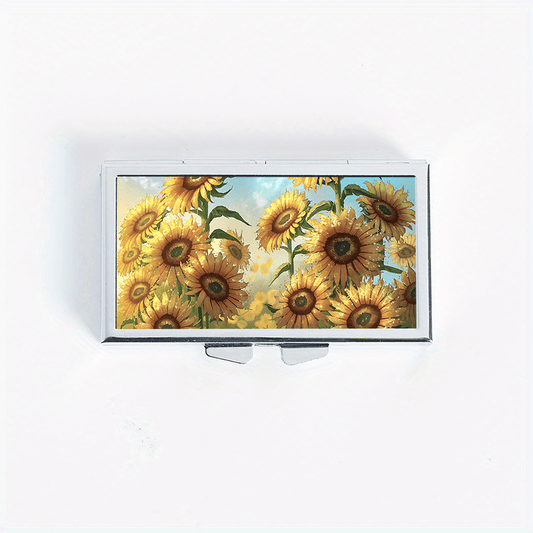 Sunflower Print 7 Compartment Pill Box Organizer Portable & Moisture Proof