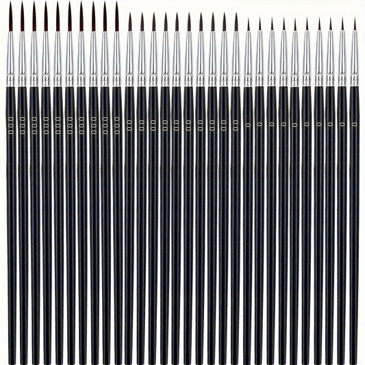 30 Detail Brush Set for Miniatures & Crafts Nylon Bristles for Painting Brushes