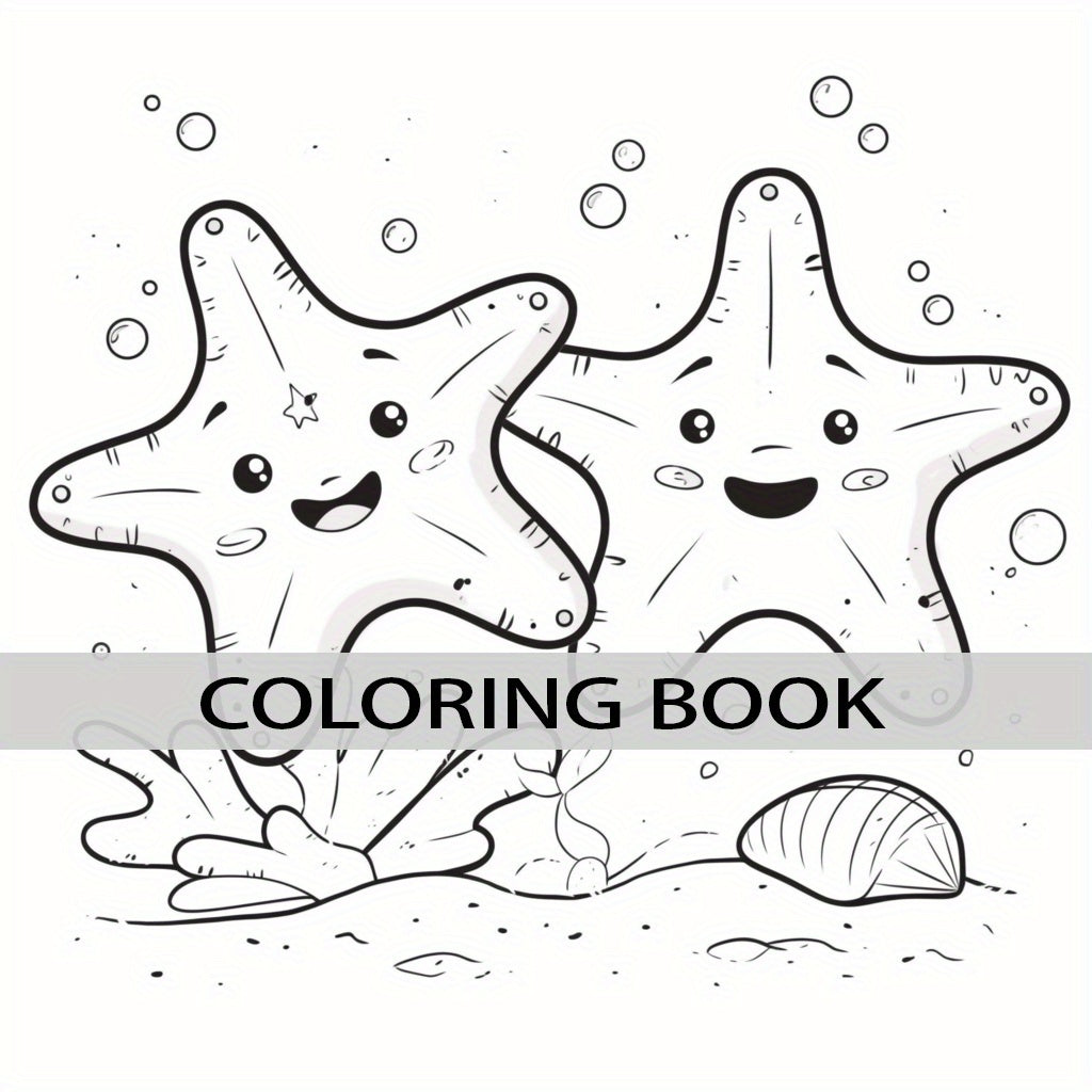22 Page Deluxe Underwater World Coloring Book Mixed Colors Thickened Paper