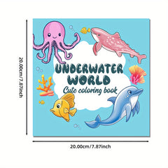 22 Page Deluxe Underwater World Coloring Book Mixed Colors Thickened Paper