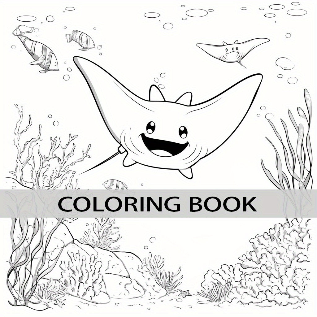 22 Page Deluxe Underwater World Coloring Book Mixed Colors Thickened Paper