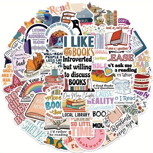 50pcs Bookish Aesthetics Stickers for Laptop Phone Guitar Toy Motorcycle Car