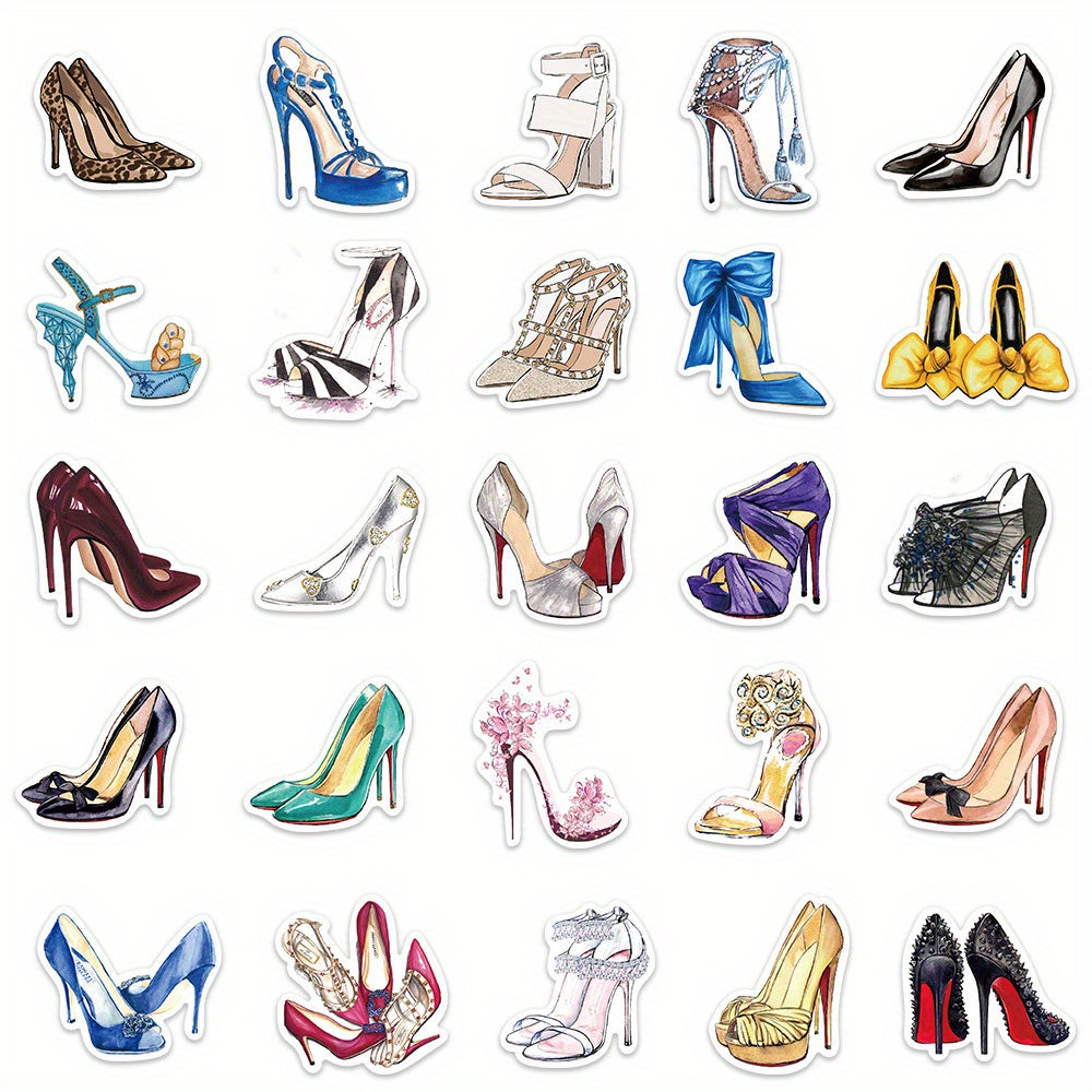 50pcs High Heels Graffiti Stickers - Aesthetics Decals for Water Bottle Laptop