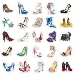 50pcs High Heels Graffiti Stickers - Aesthetics Decals for Water Bottle Laptop