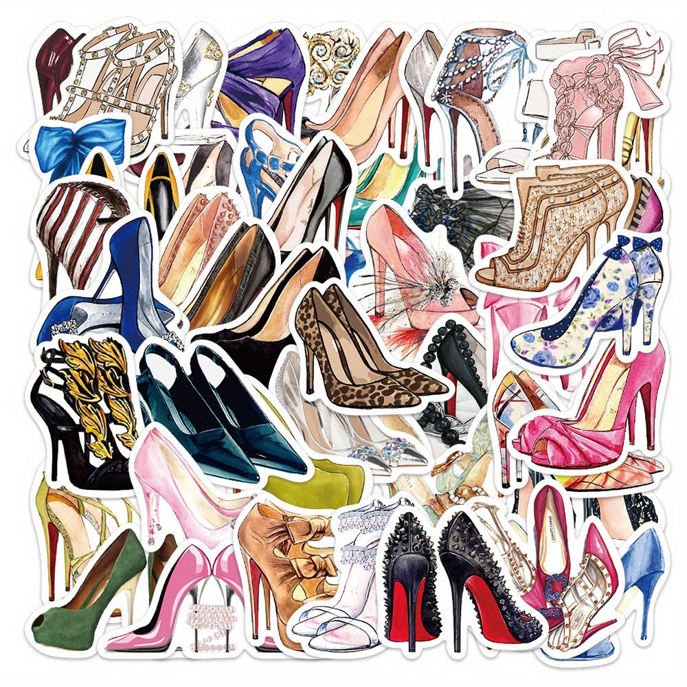 50pcs High Heels Graffiti Stickers - Aesthetics Decals for Water Bottle Laptop