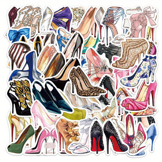 50pcs High Heels Graffiti Stickers - Aesthetics Decals for Water Bottle Laptop