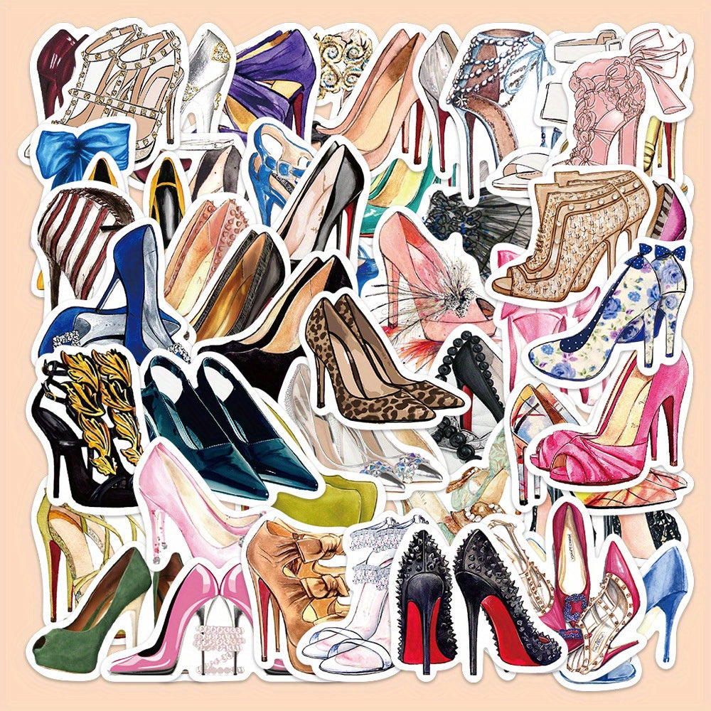 50pcs High Heels Graffiti Stickers - Aesthetics Decals for Water Bottle Laptop