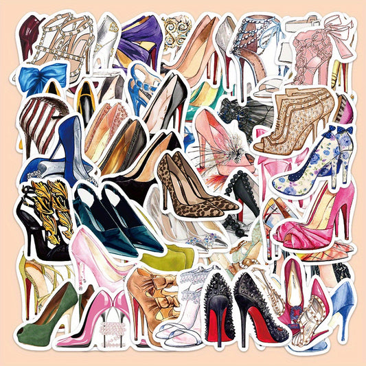 50pcs High Heels Graffiti Stickers - Aesthetics Decals for Water Bottle Laptop