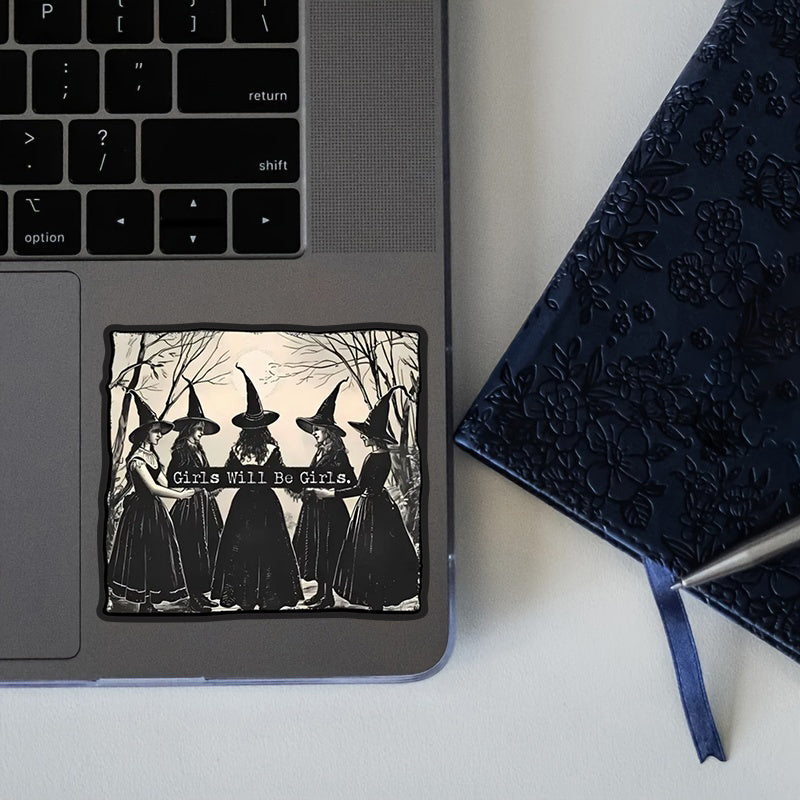 Cartoon Witch Girl Stickers, Self-Adhesive, Matte Finish, Single Use