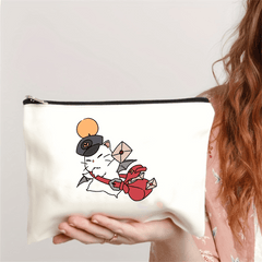 Ceramic Cosmetic Pouch with Mailman Cat - Ideal Gift for Teen Girls