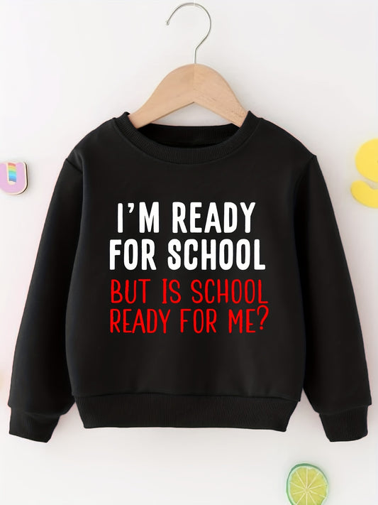 Boys School Letter Print Pullover Sweatshirt