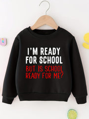 Boys School Letter Print Pullover Sweatshirt