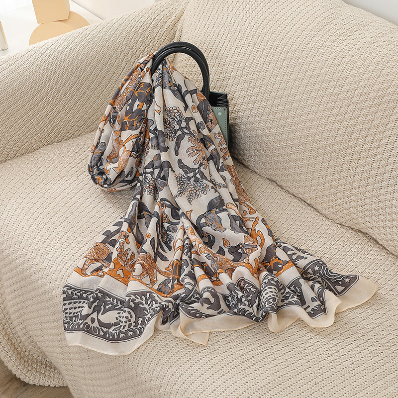 Cotton Linen Printed Scarf