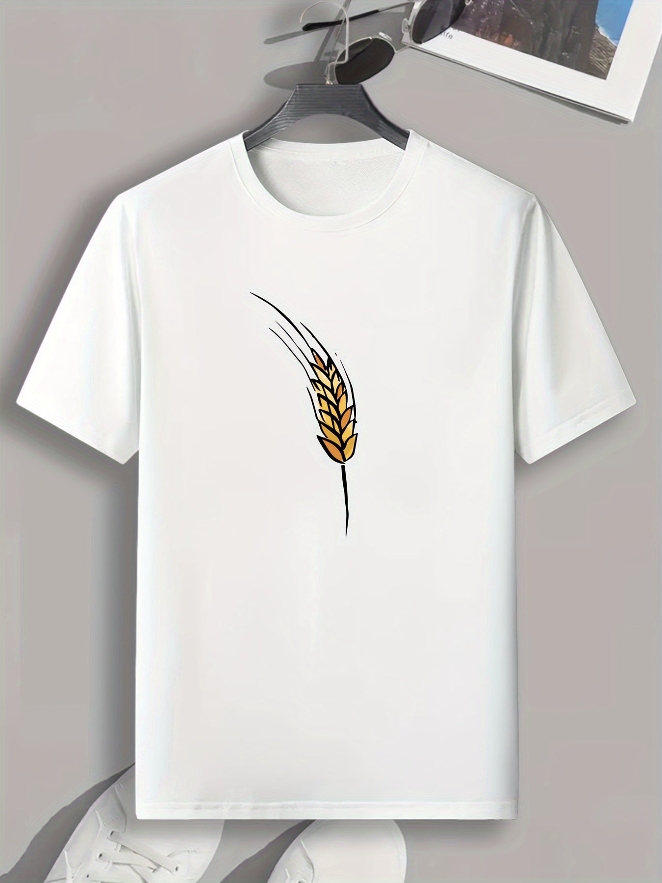 Wheat Pattern Print Men's Sports T-shirt