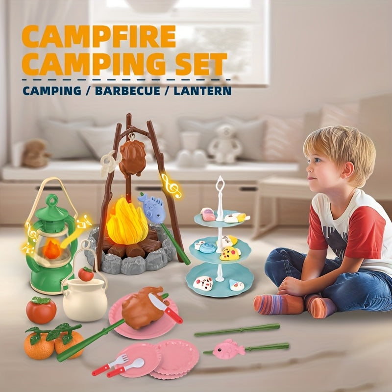 27pcs Outdoor Adventure Tool Set Simulation Toy Campfire BBQ Camping Game Set