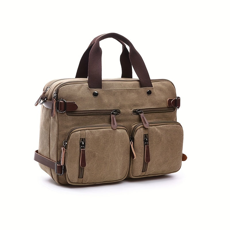 Canvas Laptop Bag With Laptop Compartment & Adjustable Strap