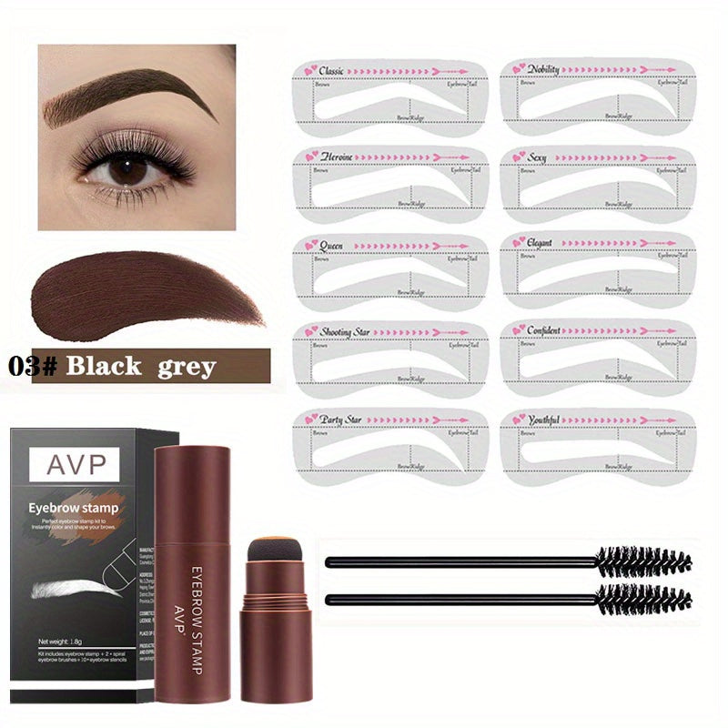 Waterproof Eyebrow Shaping Set with Stencil, Powder Stick & Brush