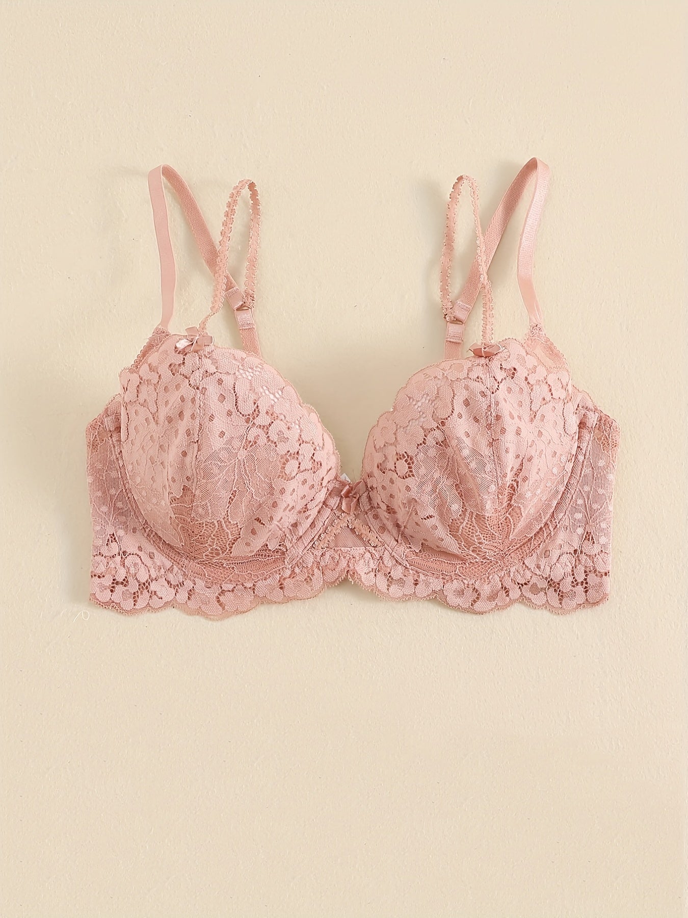 Floral Lace Unlined Bra Romantic Hollow Out Stretch Bra Women's Lingerie