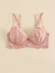 Floral Lace Unlined Bra Romantic Hollow Out Stretch Bra Women's Lingerie